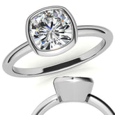 Cushion Moissanite Bezel Solitaire Ring