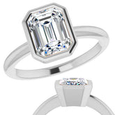 Emerald / Radiant Cut Moissanite Bezel Solitaire Ring