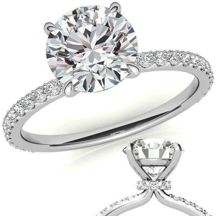 Round Brilliant Moissanite Shared Prong Engagement Ring