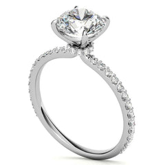 Round Brilliant Moissanite Shared Prong Engagement Ring