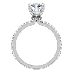 Cushion Moissanite Shared Prong Engagement Ring
