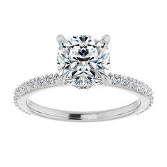 Cushion Moissanite Shared Prong Engagement Ring