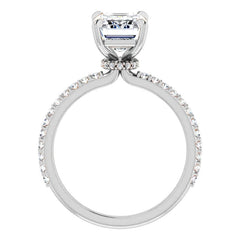 Emerald / Radiant cut Moissanite Engagement Ring with collar
