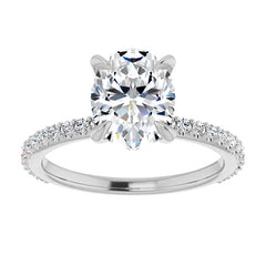 Oval Moissanite Shared Prong Engagement Ring