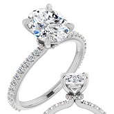 Oval Moissanite Shared Prong Engagement Ring