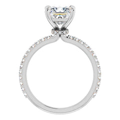 Princess cut Moissanite Shared Prong Engagement Ring