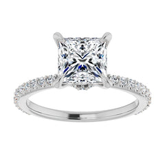 Princess cut Moissanite Shared Prong Engagement Ring