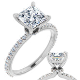 Princess cut Moissanite Shared Prong Engagement Ring