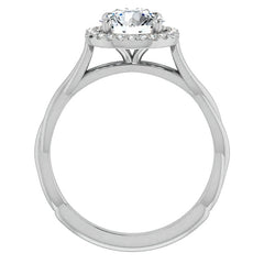 Round Twisted Cathedral Halo Moissanite Engagement Ring