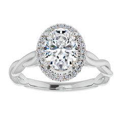 Oval Twisted Cathedral Halo Engagement Ring