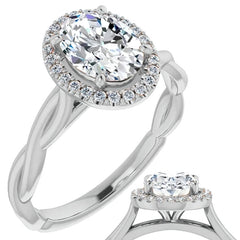 Oval Twisted Cathedral Halo Engagement Ring