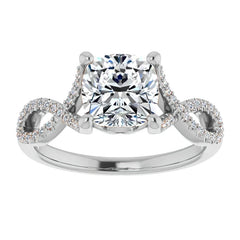 Cushion Floral Infinity Engagement Ring