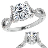 Cushion Floral Infinity Engagement Ring