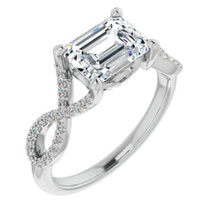 Emerald / Radiant cut Infinity East-West Eng Ring
