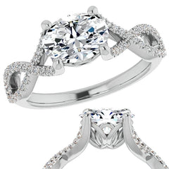 Oval Floral Infinity Engagement Ring