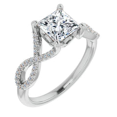 Princess cut Floral Infinity Engagement Ring