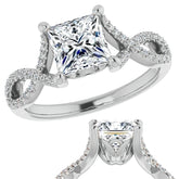 Princess cut Floral Infinity Engagement Ring