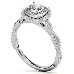 Cushion Twisted Cathedral Halo Engagement Ring