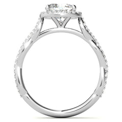 Cushion Twisted Cathedral Halo Engagement Ring