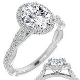 Oval Twisted Cathedral Halo Engagement Ring