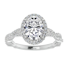 Oval Twisted Cathedral Halo Engagement Ring