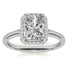 Emerald / Radiant Floral Cathedral Engagement Ring