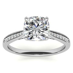 Cushion Moissanite Tulip Cathedral Engagement Ring