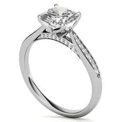 Cushion Moissanite Tulip Cathedral Engagement Ring