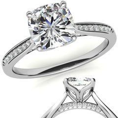 Cushion Moissanite Tulip Cathedral Engagement Ring