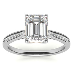 Emerald / Radiant cut Cathedral Engagement Ring
