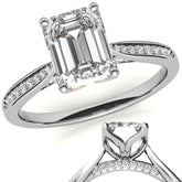 Emerald / Radiant cut Cathedral Engagement Ring