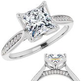 Princess Moissanite Tulip Cathedral Engagement Ring