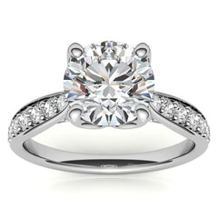 Round Tulip Cathedral Moissanite Engagement Ring