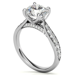 Round Tulip Cathedral Moissanite Engagement Ring