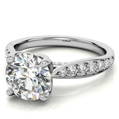 Round Tulip Cathedral Moissanite Engagement Ring