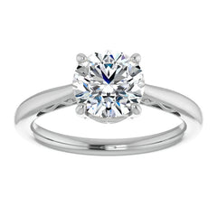 Round Brilliant Moissanite Scroll Accented Solitaire Ring