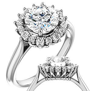 Round Brilliant Moissanite Snowflake Halo Ring