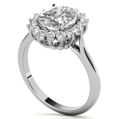 Oval Moissanite Snowflake Halo Ring