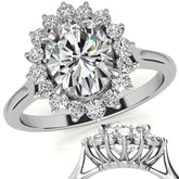 Oval Moissanite Snowflake Halo Ring