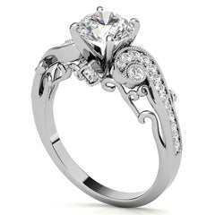 Antique Moissanite Engagement Ring with Milgrain Accents