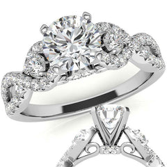 Infinity Styled Moissanite Engagement Ring with Scroll Accents