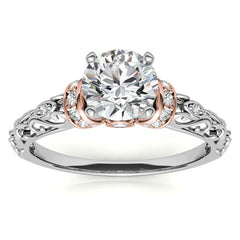 Antique Style Scroll Moissanite Engagement Ring