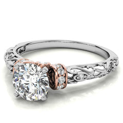 Antique Style Scroll Moissanite Engagement Ring