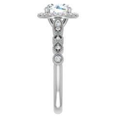 Round Scalloped Halo Engagement Ring