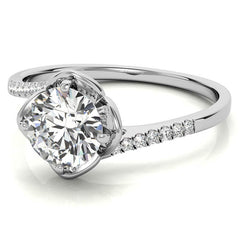 Round Brilliant Tulip Bypass Moissanite Engagement Ring