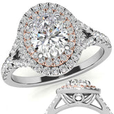 Oval Double Halo Cathedral Moissanite Engagement Ring