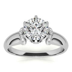 Round Brilliant Moissanite Accented 6-Prong Engagement Ring