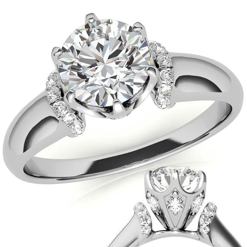 Round Brilliant Moissanite Accented 6-Prong Engagement Ring