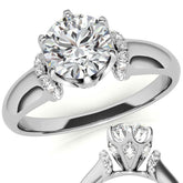 Round Brilliant Moissanite Accented 6-Prong Engagement Ring