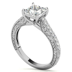 Princess cut Moissanite Antique Trellis Engagement Ring